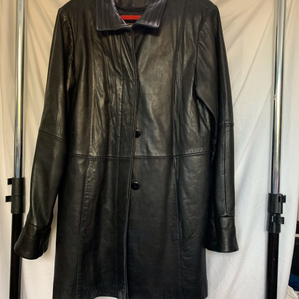 Gallery Italian Genuine Leather Trench Coat Jacket